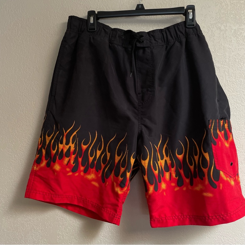 Flame Pattern Men's Swim Shorts